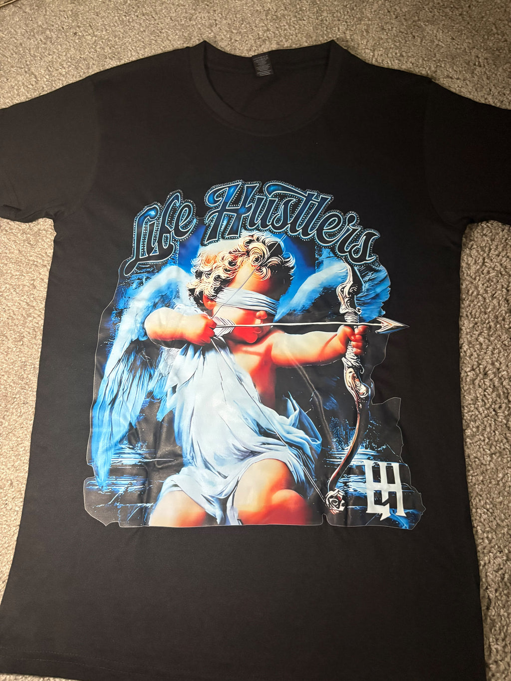 Life Hustlers Black & Blue Angel Graphic T-Shirt